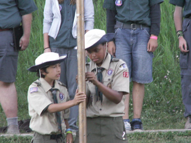 Flag ceremony at scout camp